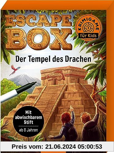 Escape-Box – Der Tempel des Drachen: Mit abwischbarem Stift | Ein Kartenspiel mit vielen Rätseln ab 8 Jahren